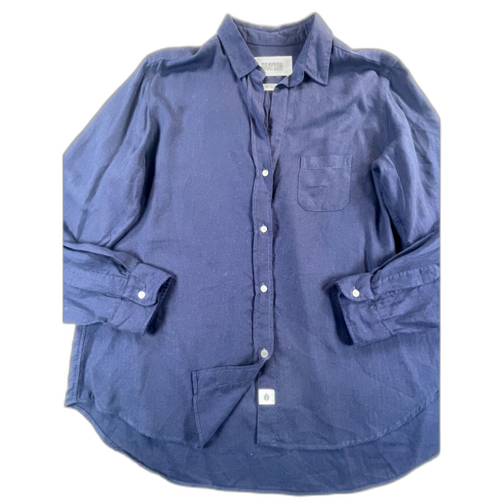 Grayson The Hero Navy Blue Button Down Shirt 05 XL 100% Lyocell Solid Pocket - Picture 2 of 12